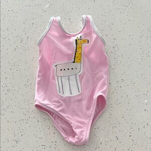 Marni Kids Pink One Piece with Giraffe Design